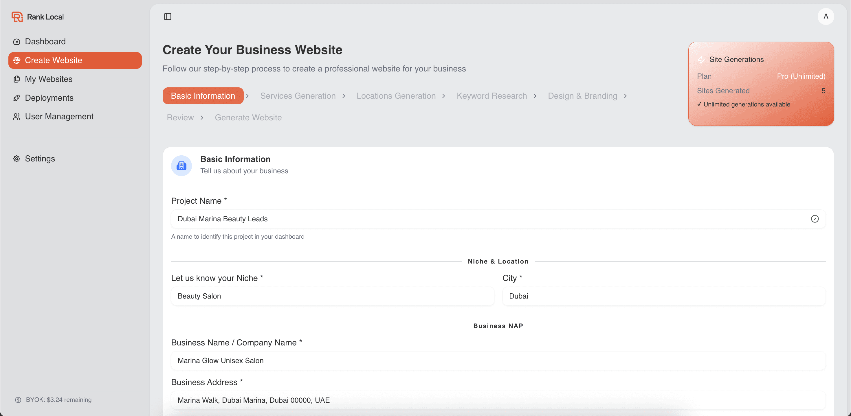 RankLocal dashboard preview